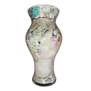 Italian Art Glass 10 inch Vase Franco Design Italy Marble Color Handmade Mint